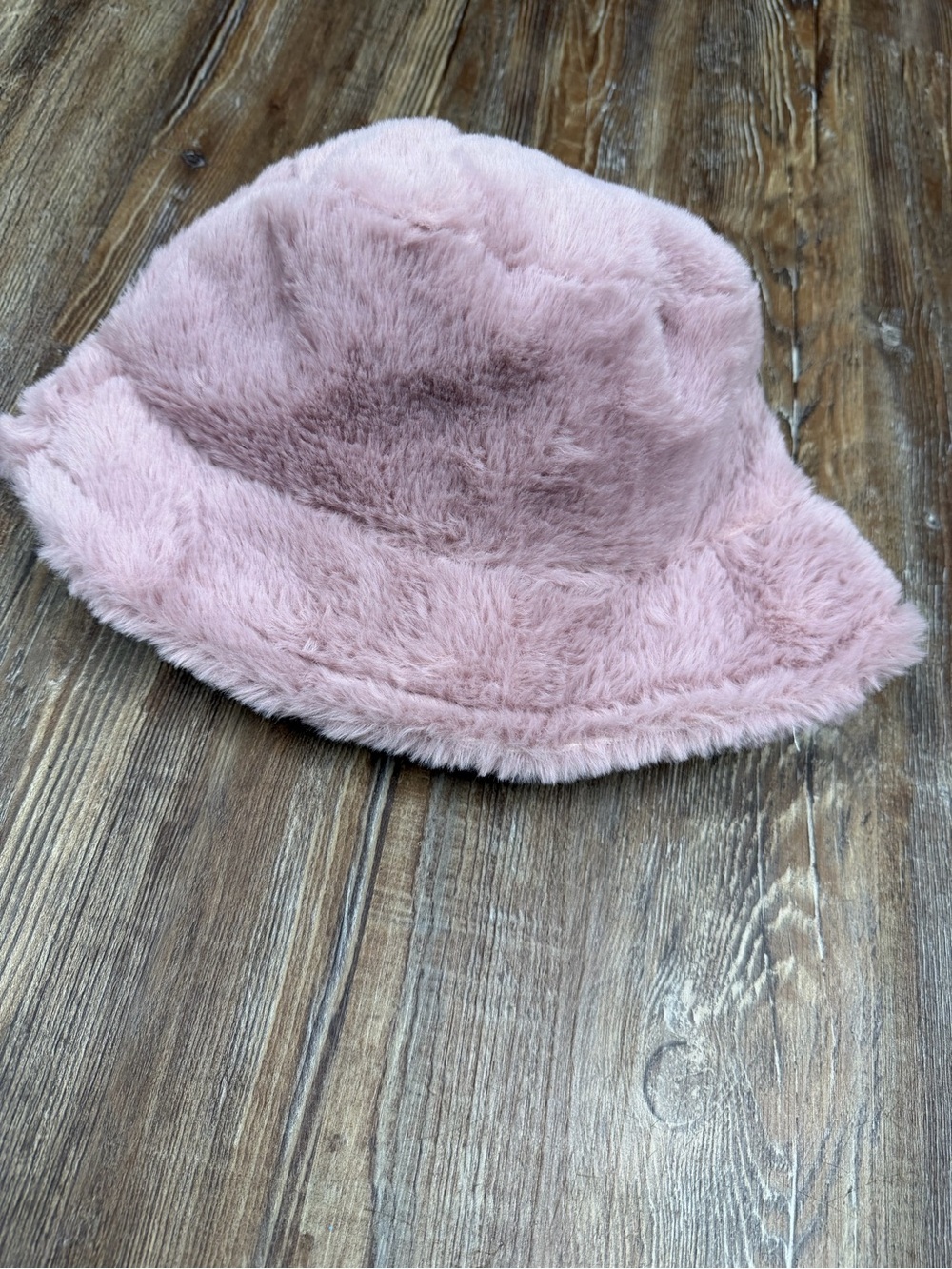 Pink faux fur bucket hat